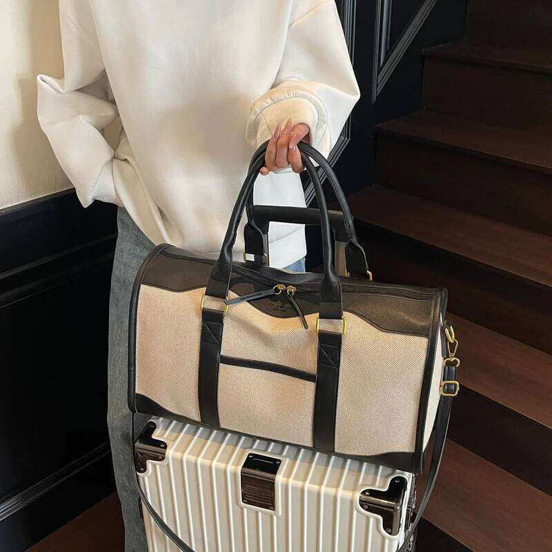 Oversized Travelling Handbags For Women Cotton Fabric Large Capacity Airplane Luggage Bag Simple Fashion Shoulder Crossbody Bags XJ260306