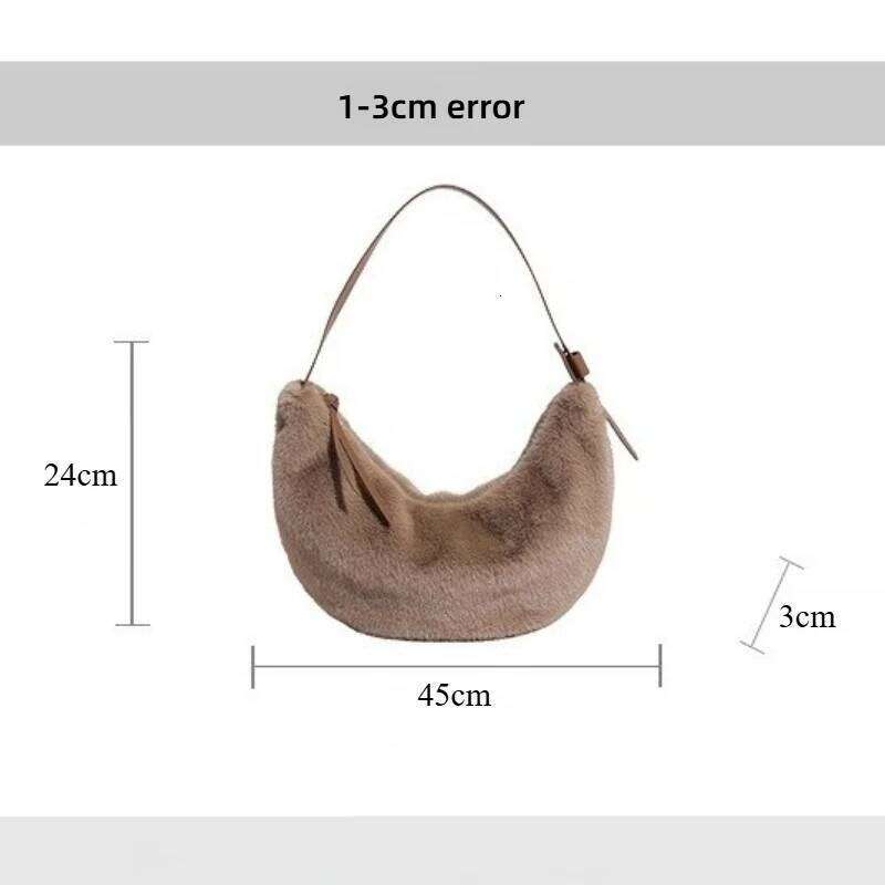 Faux Fur Hobos Crescent Shoulder for Women Winter Plush Simple Underarm Large Capacity Female Furry Crossbody Bags XJ260306
