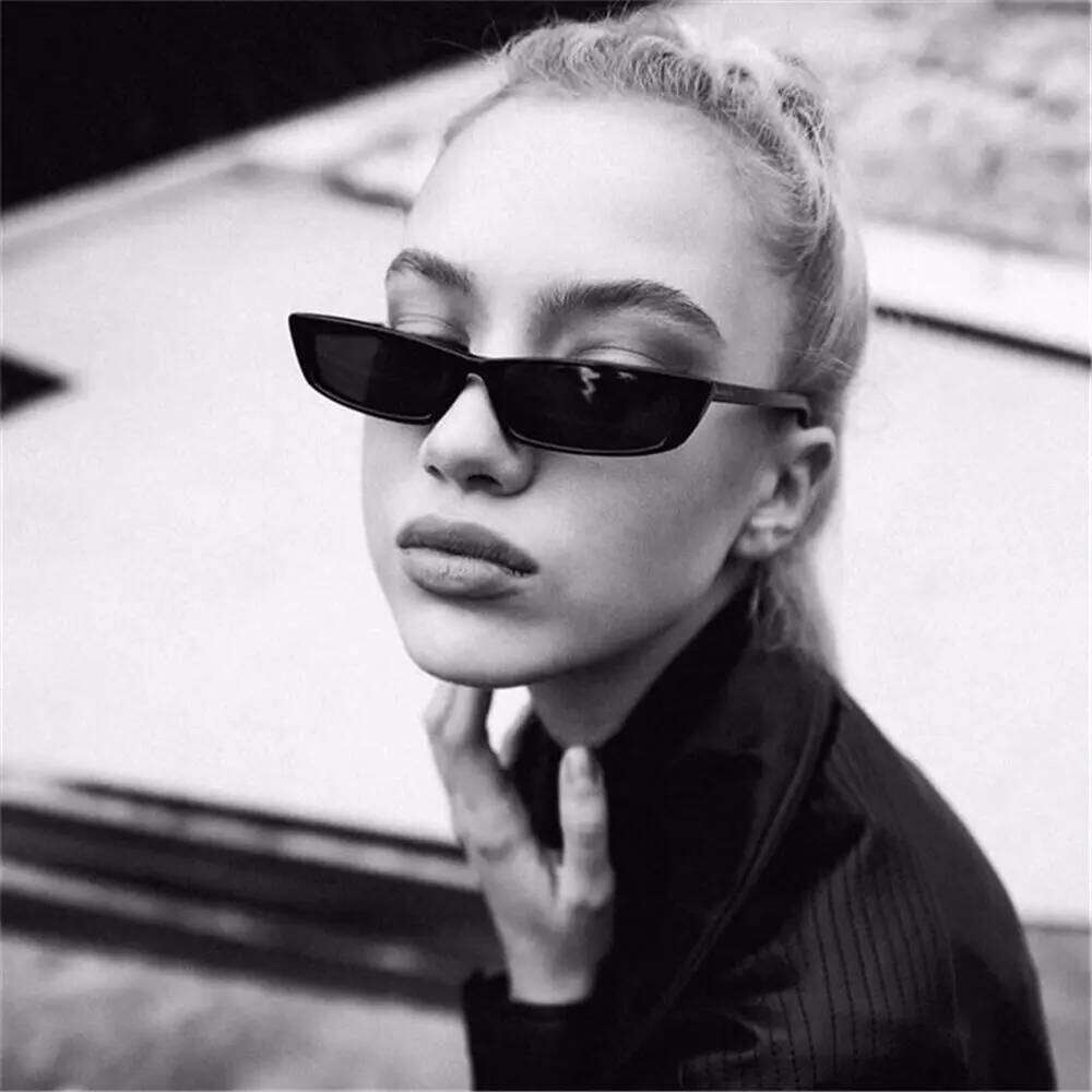 Women's Fashion UV400 Eyewear Narrow Frame Retro Sun Glasses Small Rectangle Sunglasses Z260306