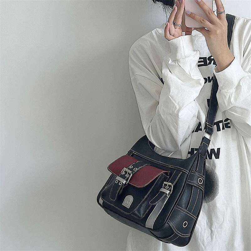 Patchwork Shoulder Bags For Women Soft Pu Leather Crossbody Daily Shopping Messenger Street Cool Gilrs Armpit Bag Purses XJ260306