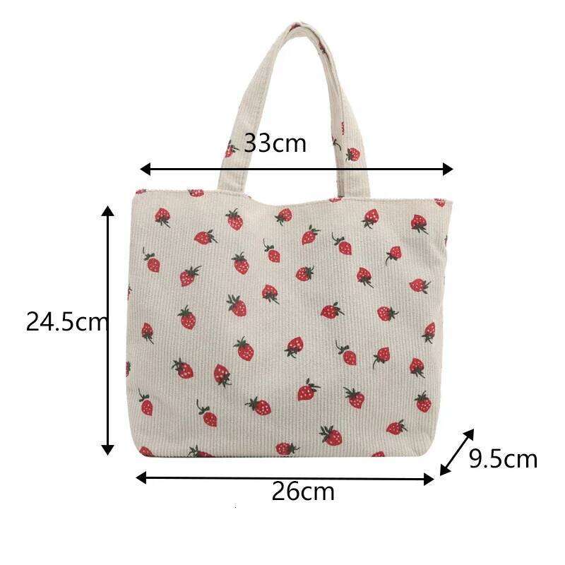 Artistic Cute Underarm Strawberry-print Shoulder Bag with Large Capacity Suitable Work School Commuting Various Occasions. XJ260306