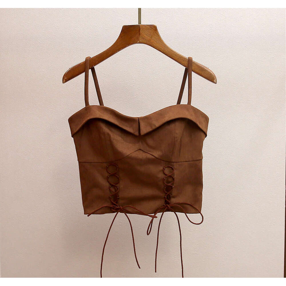 2026 designer high-end women's clothing spring and summer new style French bicycle spicy girl style drawstring slim fit women's vest