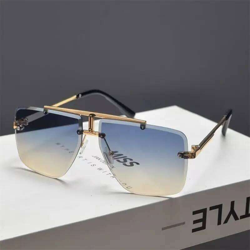 Retro Pilot Sunglasses Fashion Style Men Rimless Square Shades Trendy Popular Brand Design Glasses UV400 Eyewear Z260306
