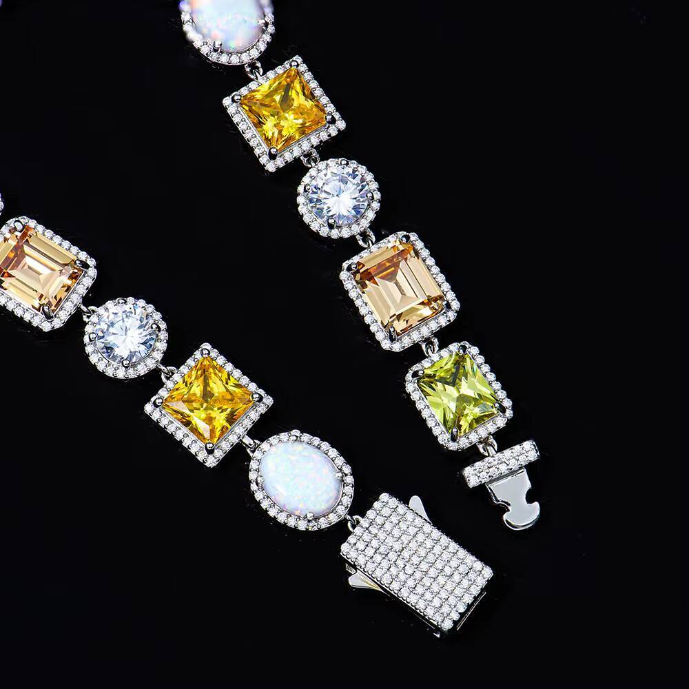 Custom Personalized High Gemstone Fashion Jewelry 925 Sterling Silver Zircon Color Tennis Chain Necklace for Women