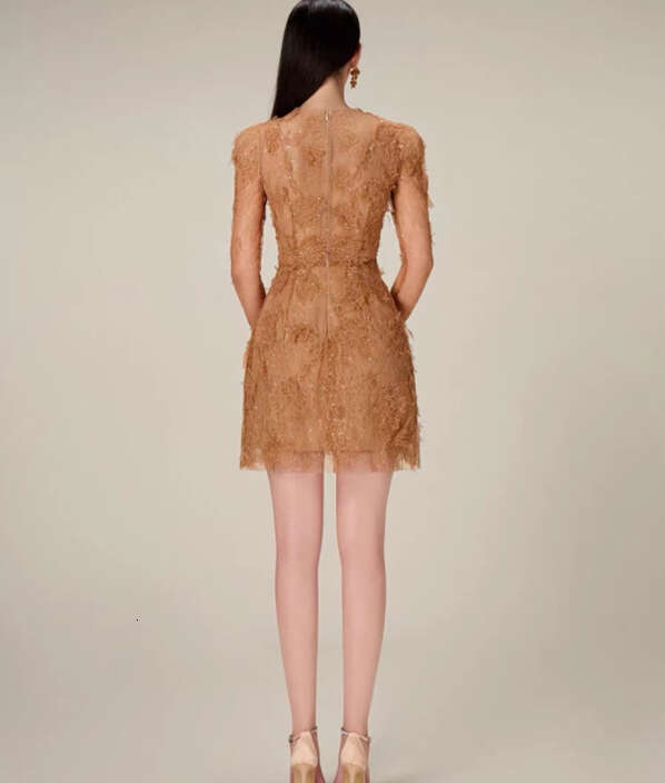 2026 Spring/Summer Fashion Brand A1 Socialite Women's Design Mesh Lace Glitter Eye catching Slimming Dress