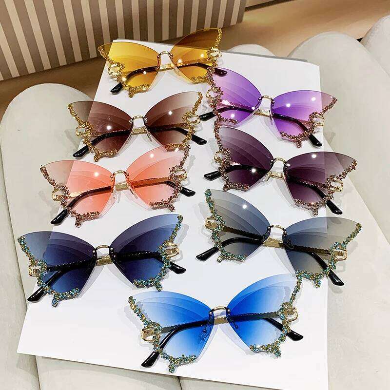 New Y2K Style Women Fashion Sunglasses Oversize Butterfly Shape Diamond Edge Design Sun Street Shooting Party Glasses Z260306