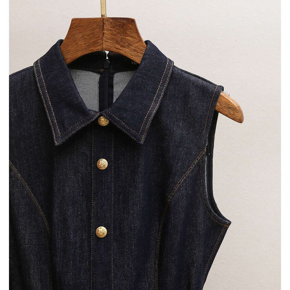 2026 designer high-end women's clothing spring and summer A12 new style French retro style sleeveless A-line dress