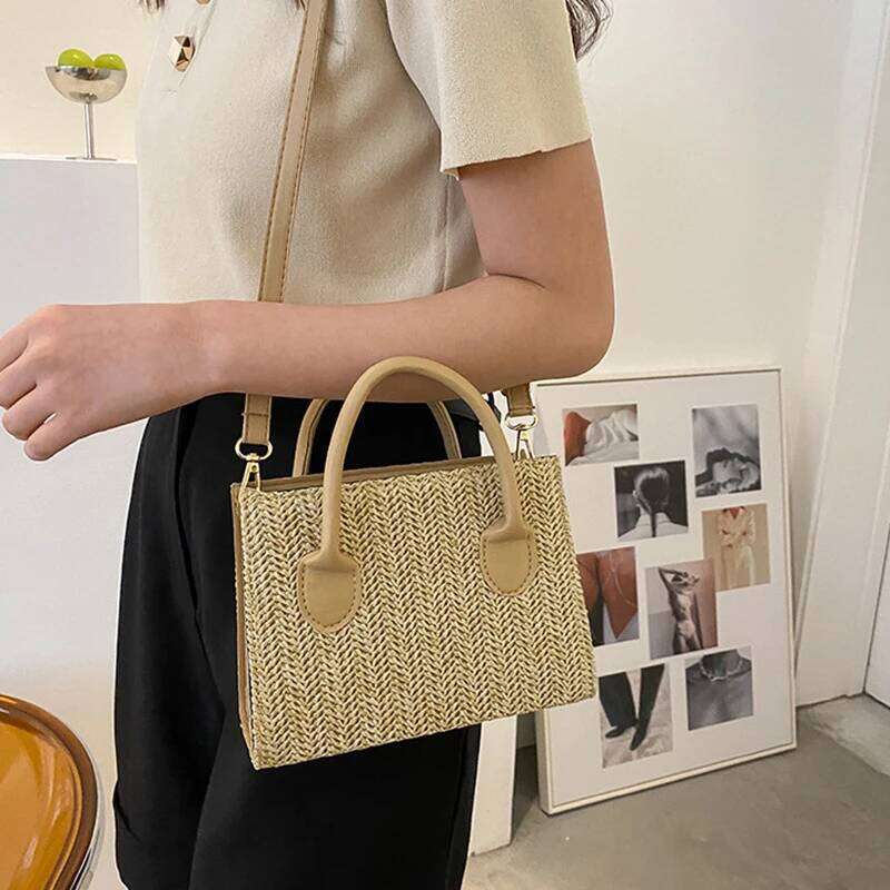 Summer Net Red Grass Crossbody New Fashion Japanese Small Fresh Flower Woven Handbag Shoulder Bag XJ260306
