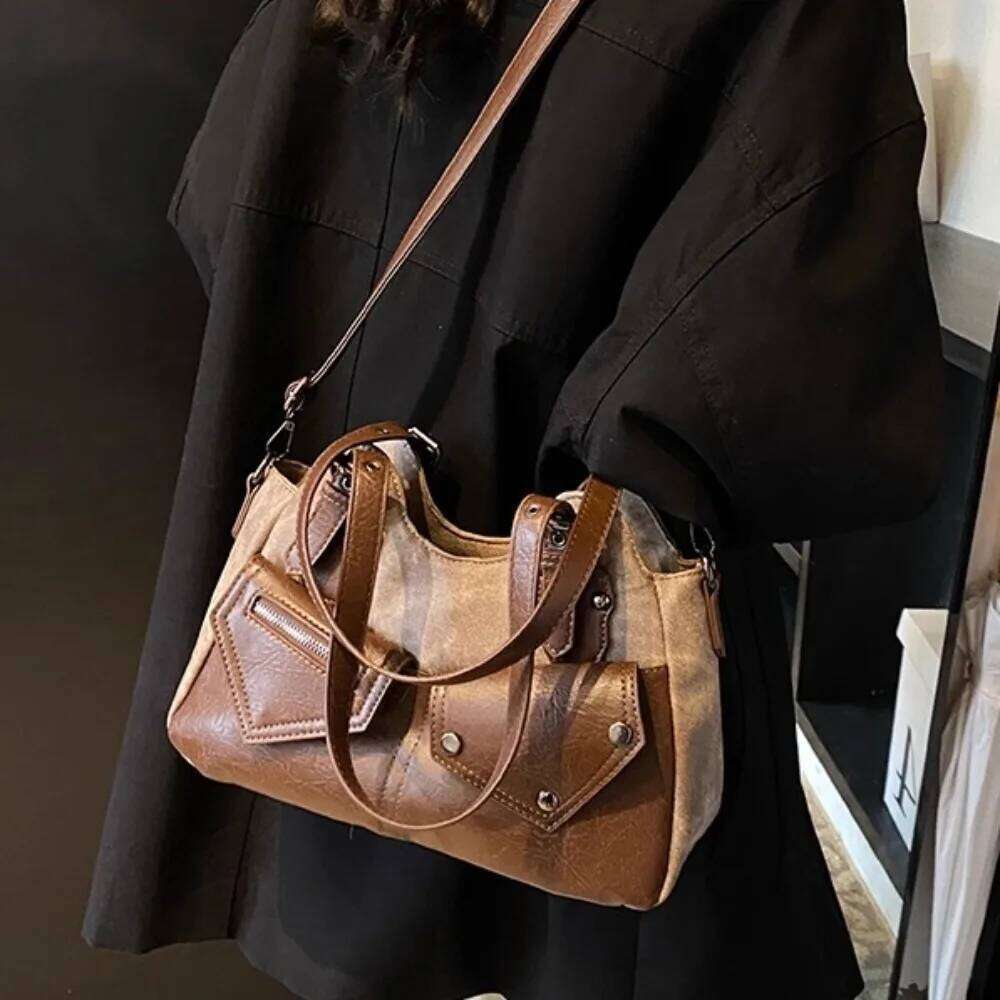 Motorcycle Shoulder Bag Trendy Retro Tote Sac Femme Autumn Hit Color Bags for Woman Multi-function Bolso Bolsos De Mujer XJ260306