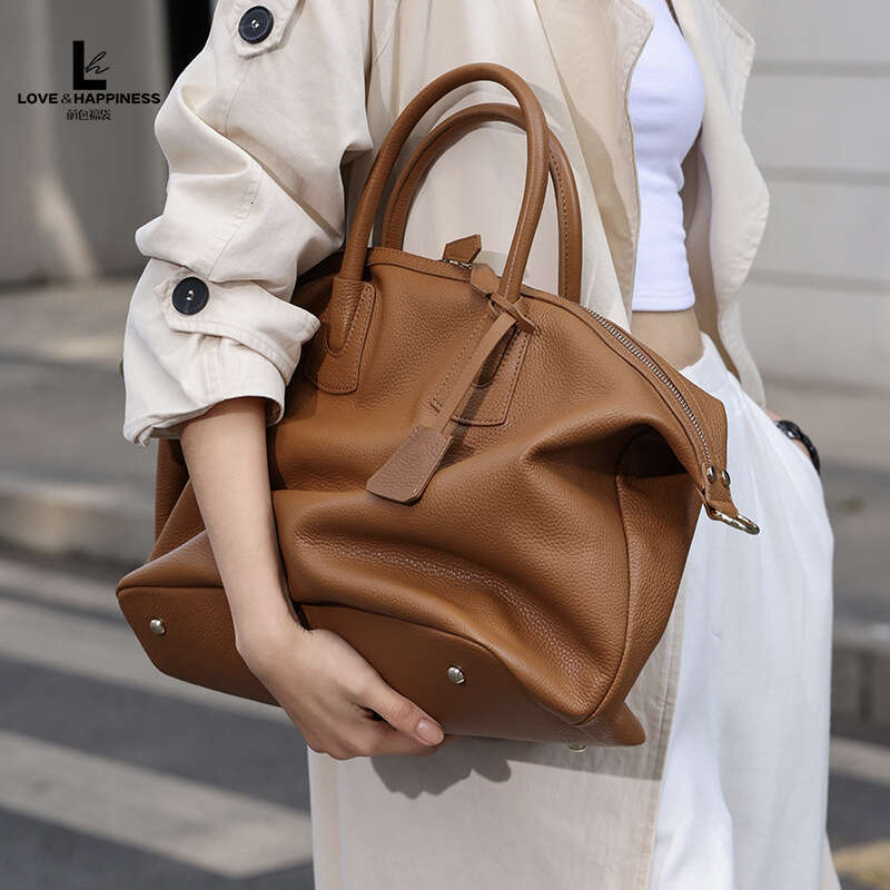 New Euro Fashion Designer High-end Huge Tote Soft Natural Cow Leather Women's Handbag Large Capacity COWSKIN Duffle Bag SENYY