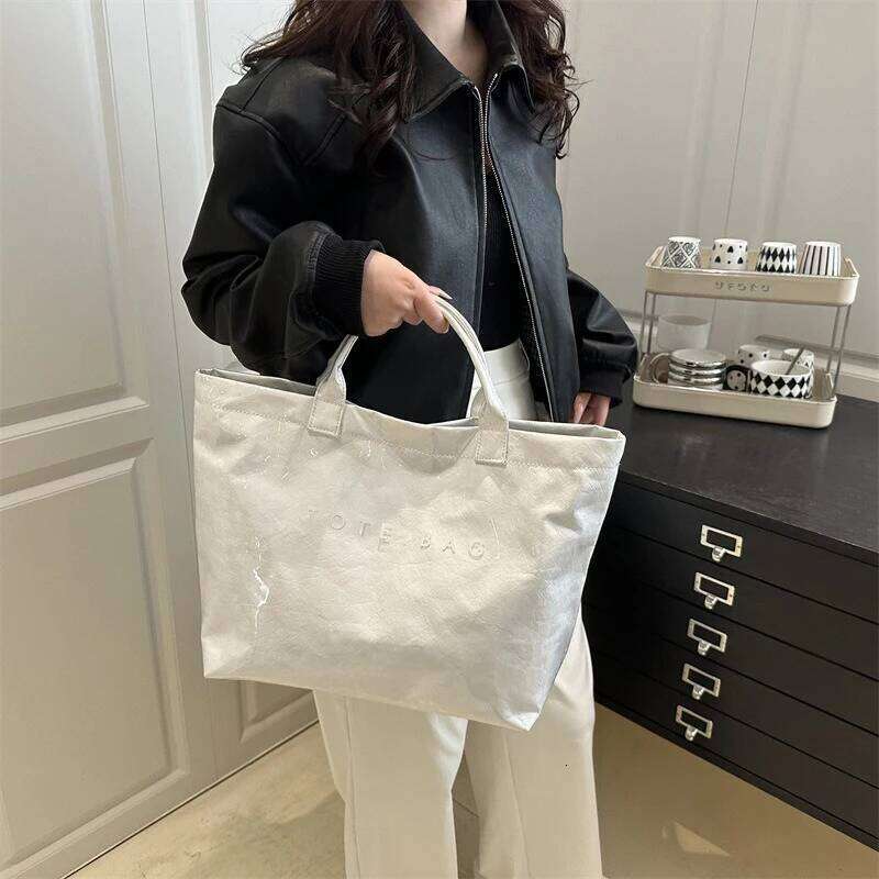 Tote Bag, Retro Letter, Casual Versatile Handbag, Minimalist Transparent, Simple, Commuter, Large-capacity Bag for Women XJ260306