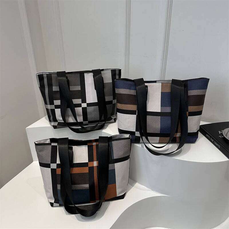 Tote New Fashion Shoulder Handbag Women's Checkered Commuter Bag XJ260306