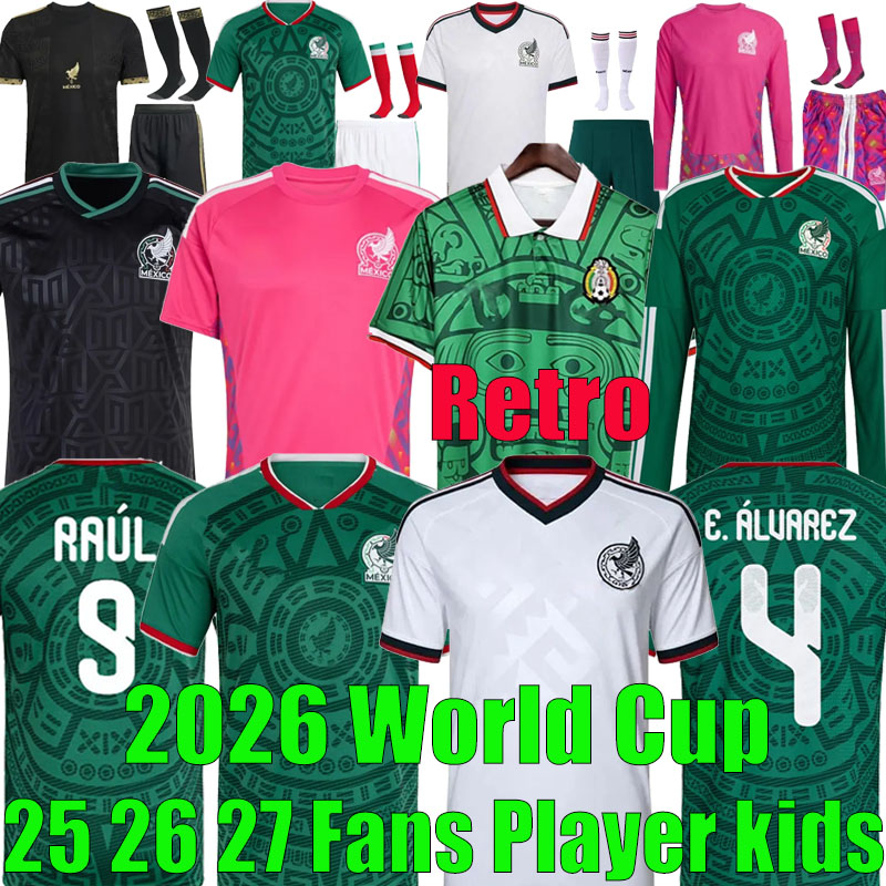 Mexico jersey 2026 World Cup Home away Player Fans Kit soccer jerseys A. VEGA C. HUERTA L. ROMO RAUL football shirts men kids kit set Third goalkeeper training uniform 4XL