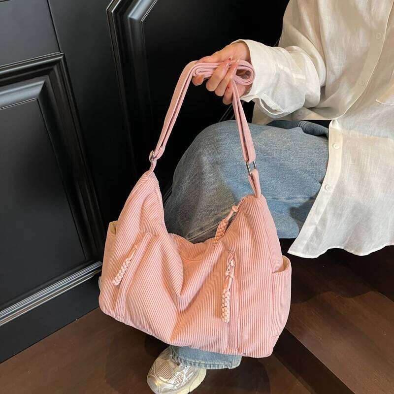 2025 Nnew Fashion Corduroy Shoulder Bags Large Capacity Women's Crossbody Bag Soft Casual Tote Handbag for Travel Work Daily Use XJ260306