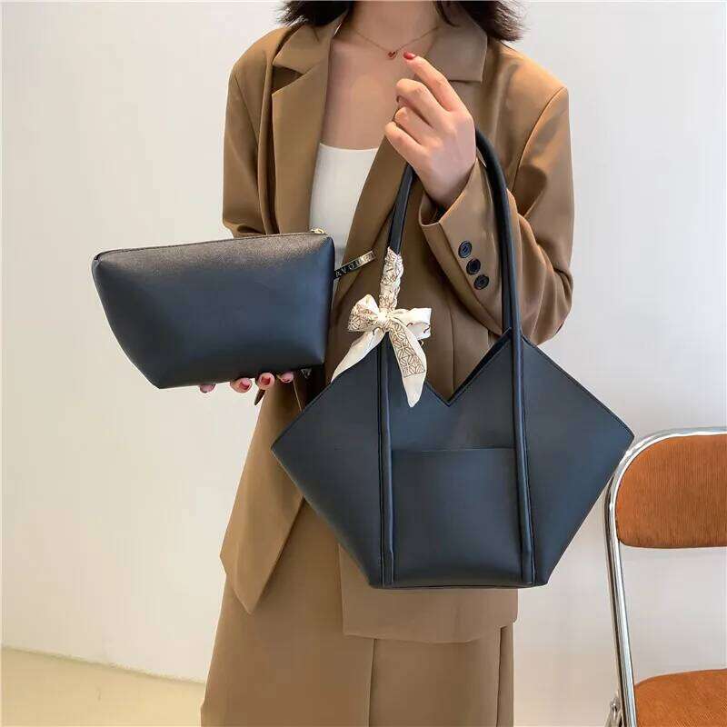 2025 New Fashion Portable Simple Tote Women's Trend Korean Version Solid Color Shoulder Bag XJ260306