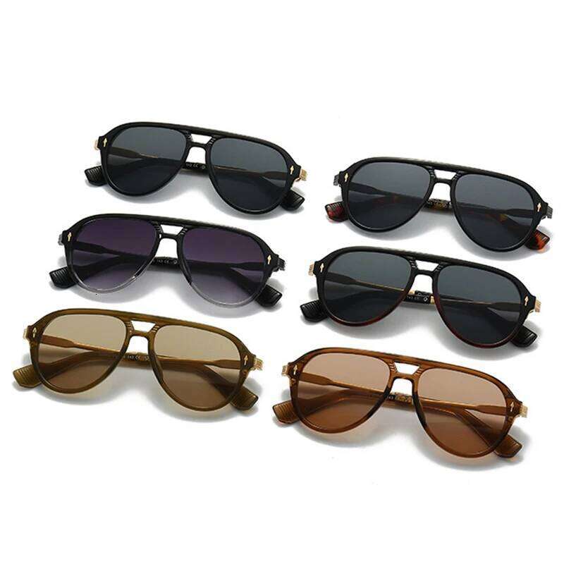 SHAUNA Retro Double Bridges Pilot Men Sunglasses Fashion Brand Shades UV400 Trending Rivets Women Luxury Sun Glasses Z260306