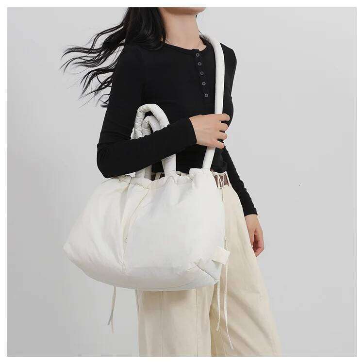 Casual nylon padded tote bag designer soft puffer women shoulder crossbody bags Simple Vintage large capacity handbags 2023 XJ260306