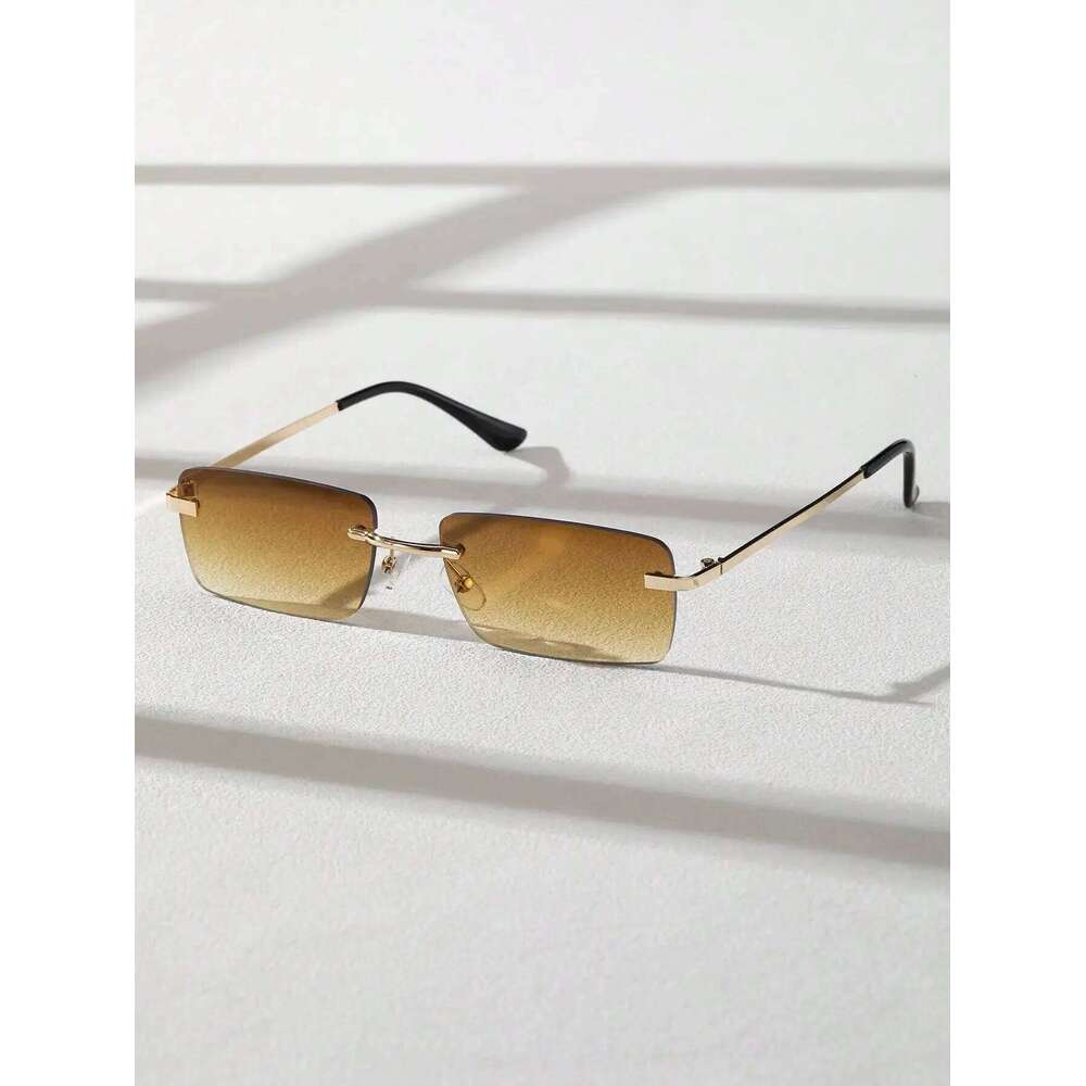 New Retro Men Square Frame Rimless Sunglasses Outdoor Beach Party Sun Glasses Fashion Women's Sunshade Eyewear Z260306