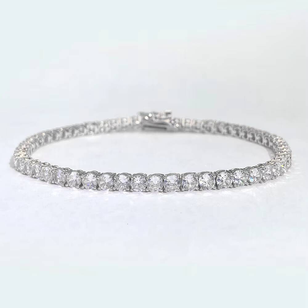 Fine Jewelry Moissanite Bracelet 925 Silver Hip Hop 5mm Iced Out Women Jewelry Tennis Chain Bracelet