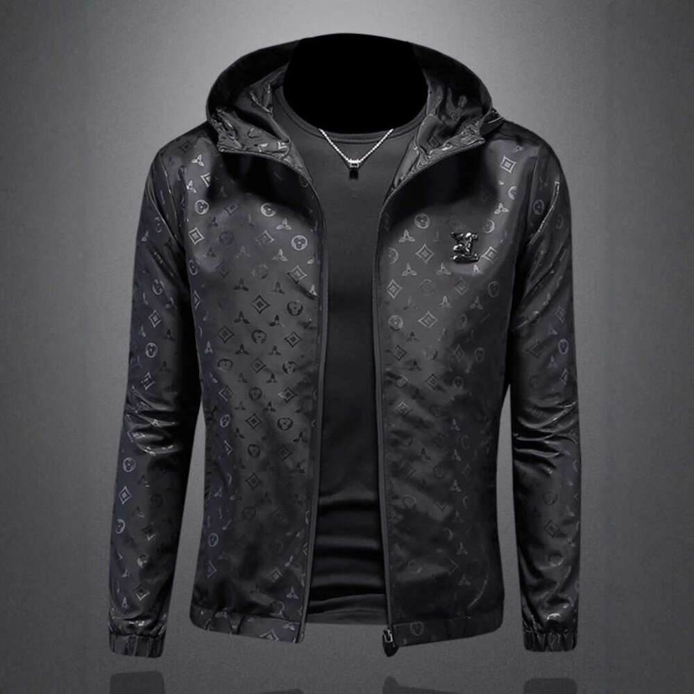 Spring Best-Selling Dark Pattern Hooded European Fashion Big Brand Plus Size Men's Jacket Luanyun