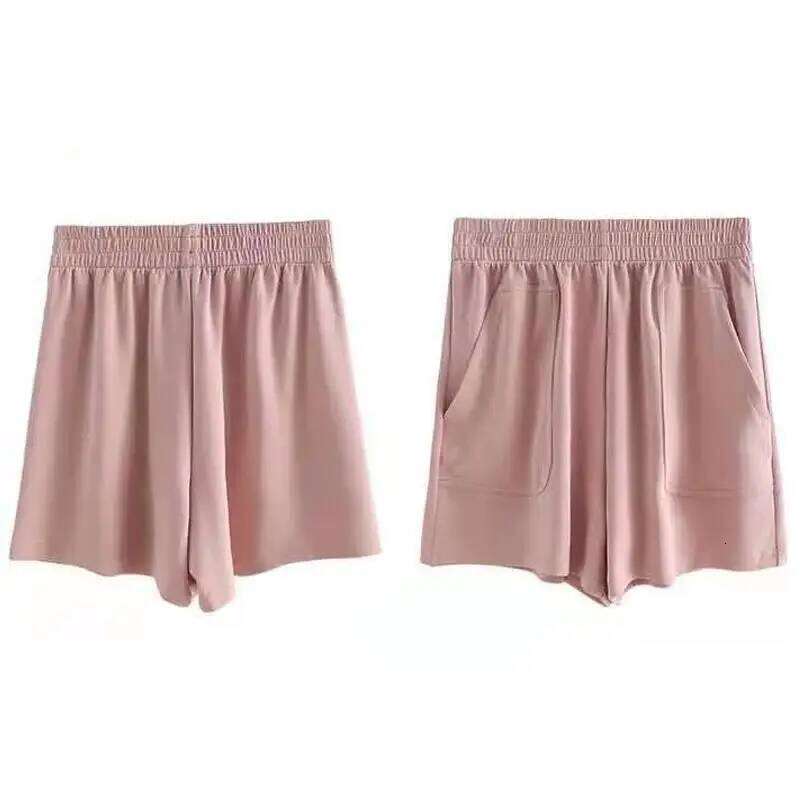 Summer Solid Color Short Wide Leg Shorts Black/Pink/Light Blue/Yellow High Waist Loose Hot Bottoms Sports Pants XJ260306