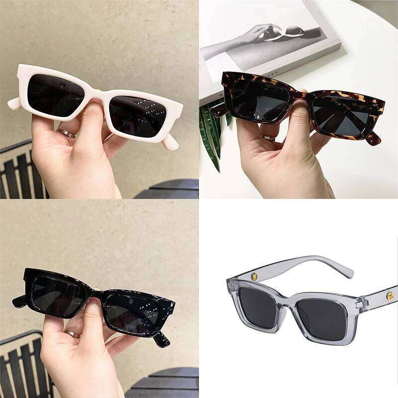 Female Dark Glasses, Solid Color Anti-UV Rectangular Sunglasses Eyewear for Outdoor Activities Z260306