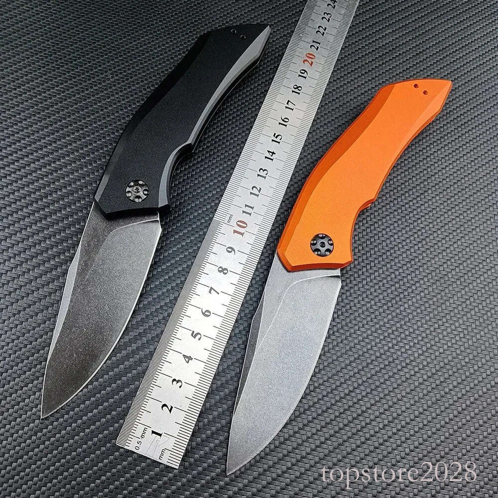 2024 KS 7100 7350 7550 pocket knife Launch 1 Assisted Tactical Folding Knife Stonewashed Blade Aluminum Handle Quality Outdoor Hunting Camping Surviva