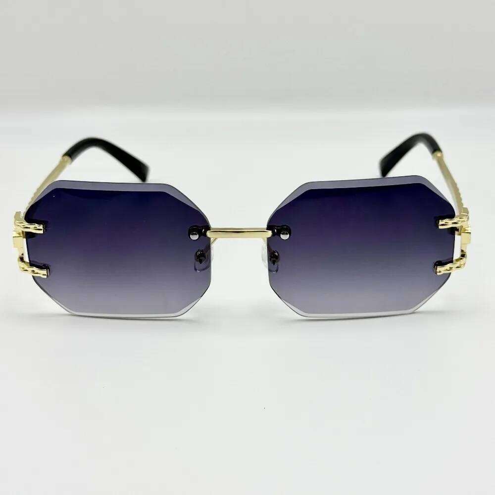 Vintage Rimless Hip Hop Style PC Frame Polygon Design UV400 Protection Geometric Sunglasses Unisex Z260306