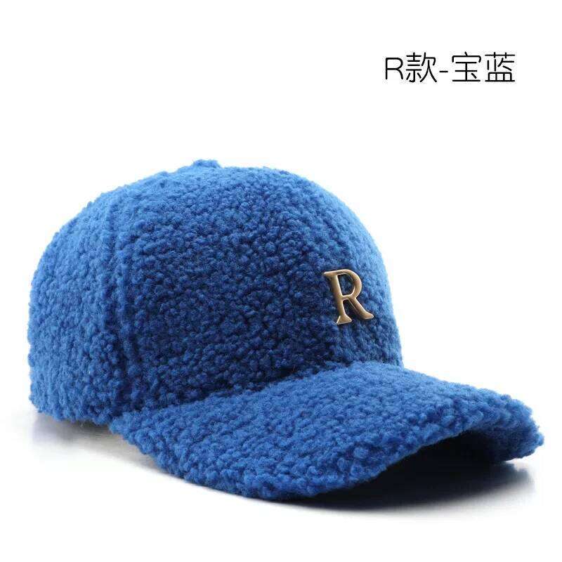 Winter Green Lambswool Baseball Caps For Men Brand Warm Women Hat Travel Windproof Face Cap Gold Letter Fashion Hats Gorras Y260304