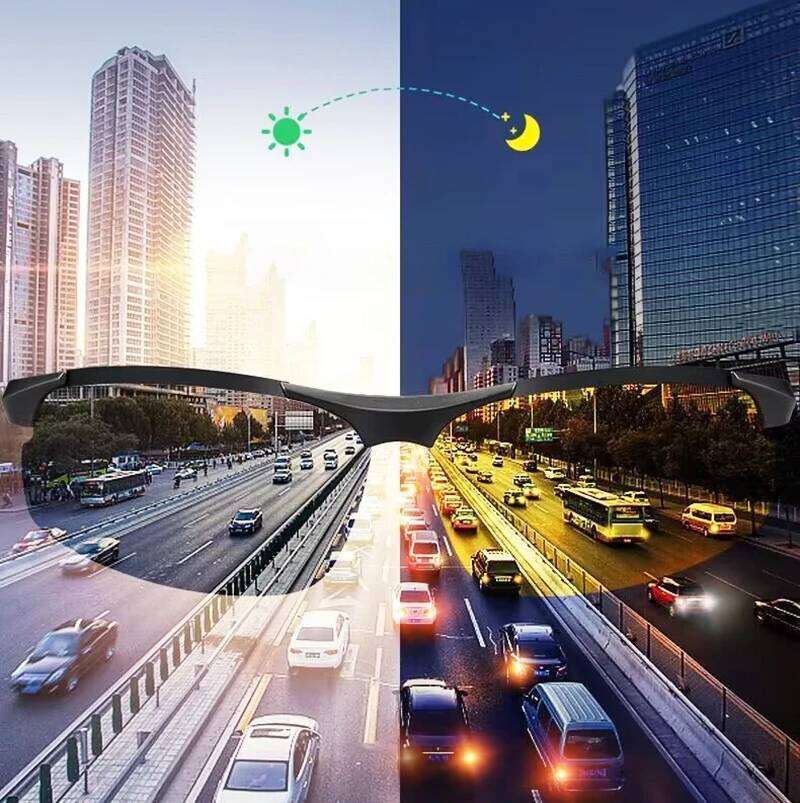 KLASSNUM Men Fashion Fit Rimless Sunglasses Photochromic Sun Color Changing Polarized Fishing Car Driving Yellow Glasses Z260306