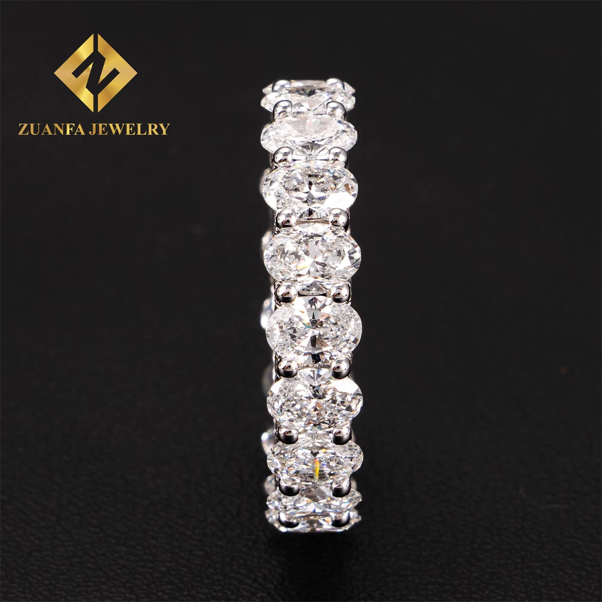Unique Elegant Fire Jewelry 18k Solid Gold Luxury Bridal Wedding Jewelry Oval 30 Points Lab Grown Diamond Engagement Band Ring