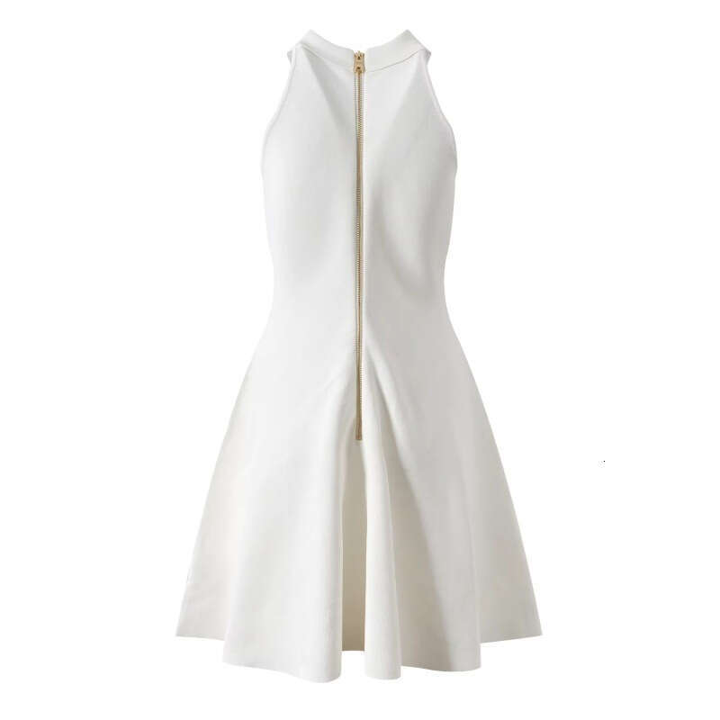 2026 Spring and Summer New French Elegant Metal Button Sleeveless Waist Slimming A-line Short Skirt