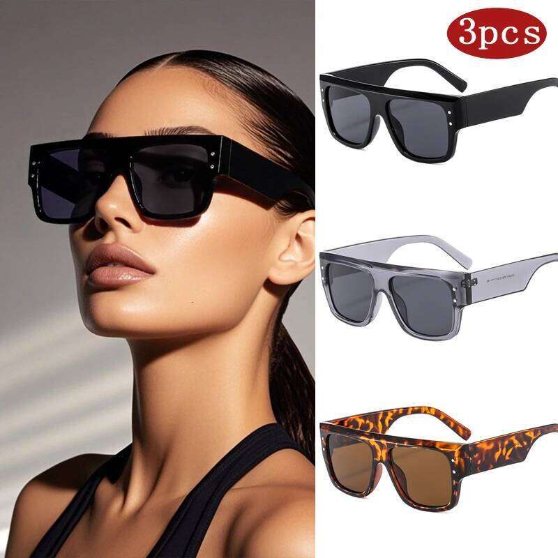 1/3pcs Classic Square Frame Sun Glasses Wide Leg Design Fashion Eyeglasses Women Rice Nail New Sunglasses Female Z260306