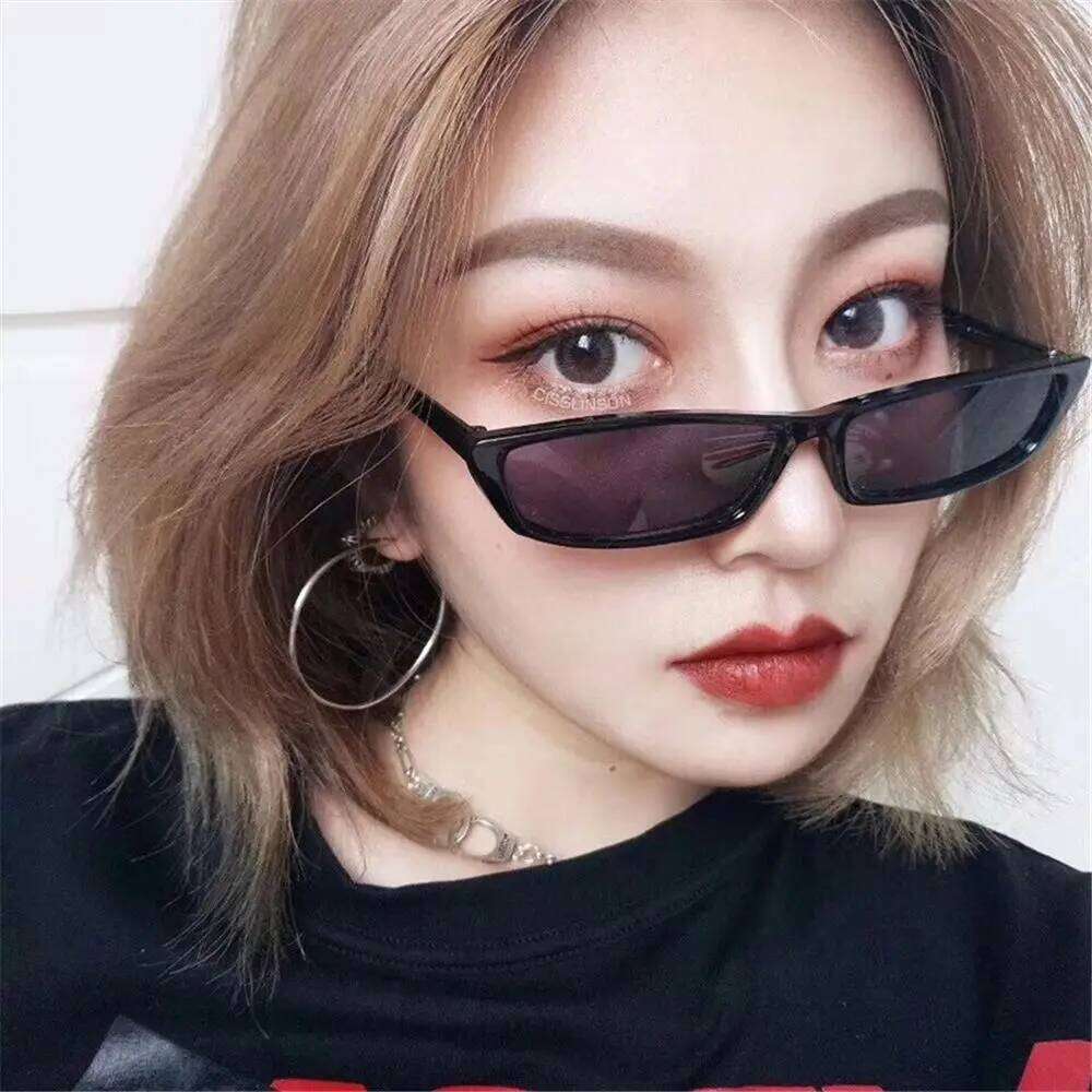 Women's Fashion Trending UV400 Narrow Frame Small Rectangle Sunglasses Retro Sun Glasses Z260306
