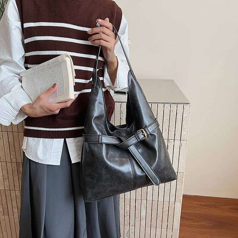 MOODS Retro Underarm Shoulder Hobo Bags For Women 2025 Luxury Designer Handbags PU Leather Pure Color Big Capacity Shopper Totes XJ260306