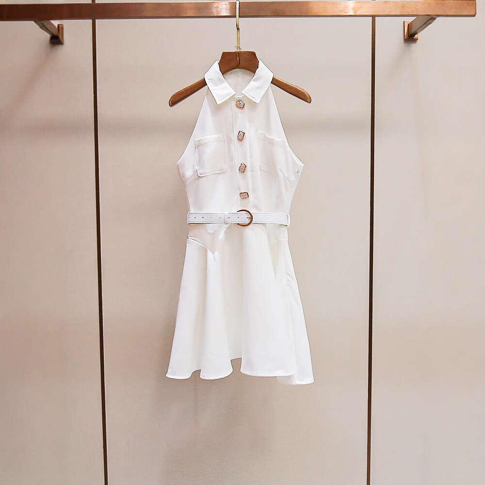 2026 new summer French retro style backless collar sleeveless A-line waist waist umbrella slimming dress