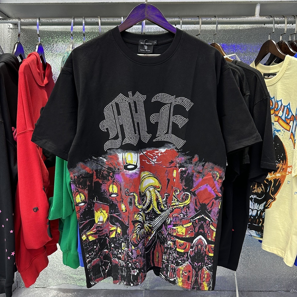 Emotion Shirt Rhinestone Letter Print Summer Designer Mix Emotion T Shirt High Street Loose Casual Unisex Round Neck Short Sleeve Emotion T-Shirt