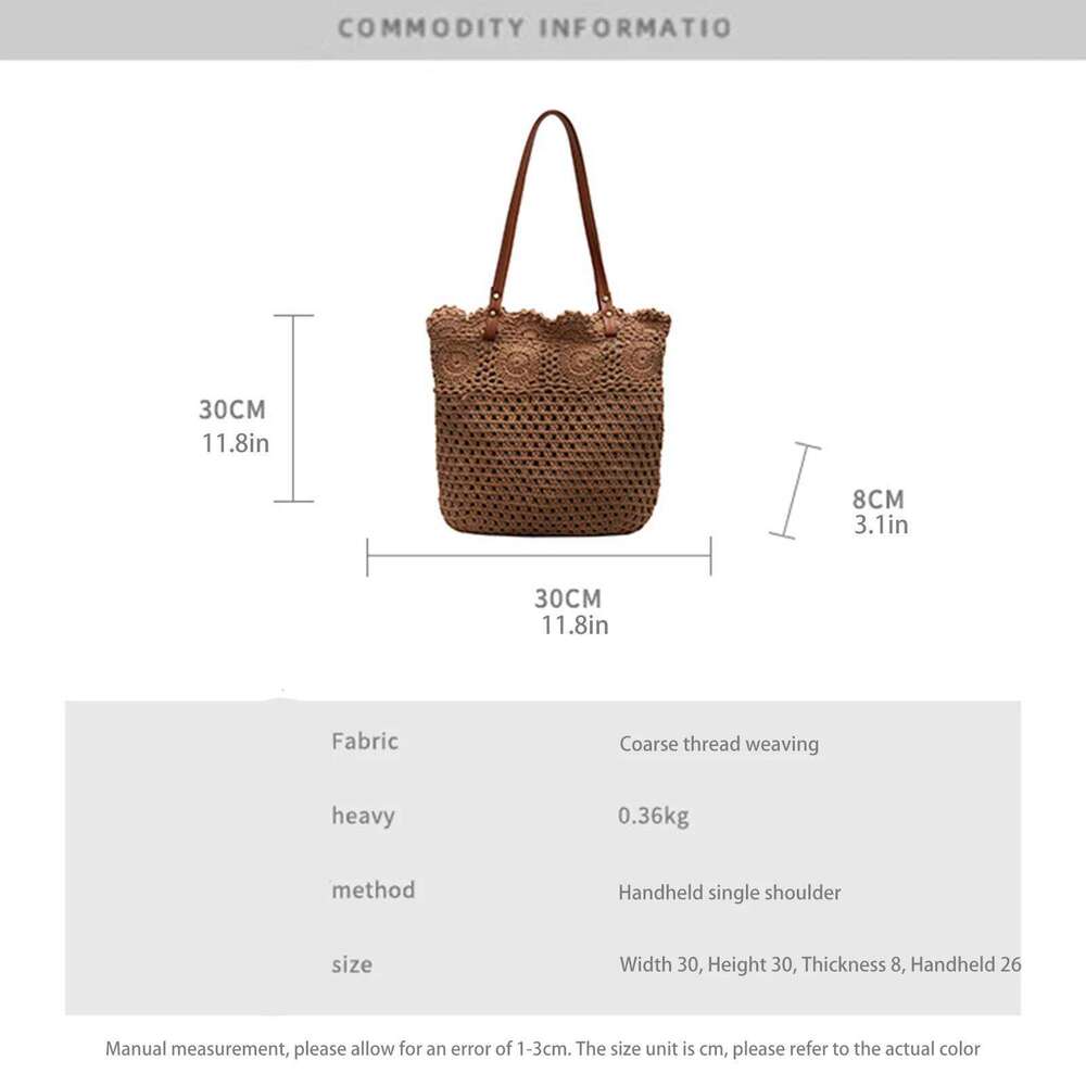 Large Capacity Tote bags for Women Woven Crochet khaki beige Beach women Shoulder Bag XJ260306