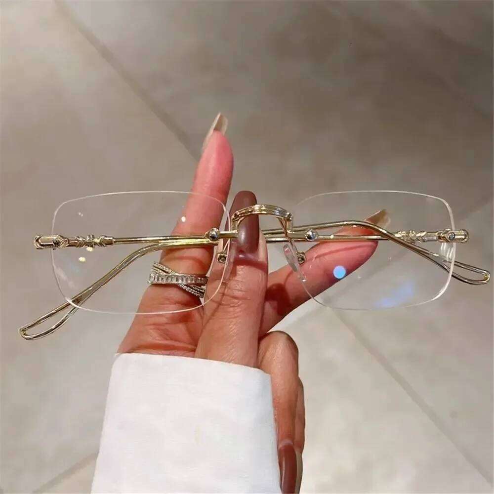 Rimless Rectangle Sunglasses Men Women 2025 Fashion New in Vintage Shades Eyewear Brand Design Ocean Lenses Sun Glasses Z260306