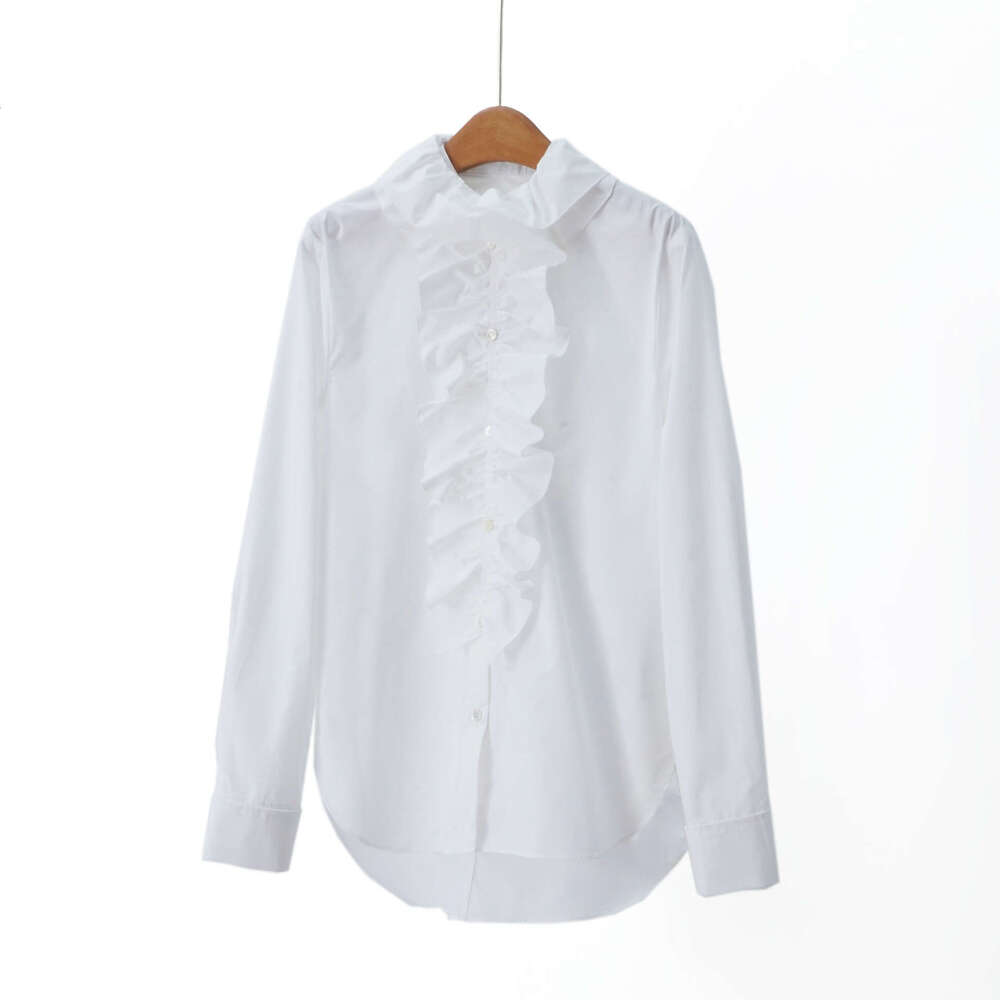 French Elegance 2026 Spring and Summer Designer's New Long Sleeve Shirt with Ruffle Top for Women