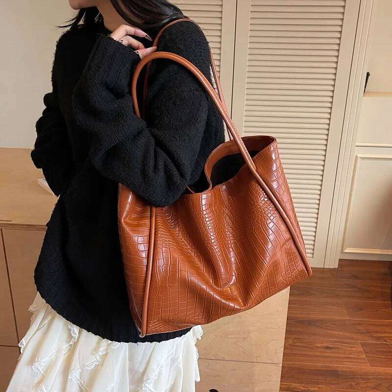 Vintage PU Leather Women Tote Bags 2025 New Large Capacity Fashion Handbags High Grade Versatile Shoulder Bag XJ260306
