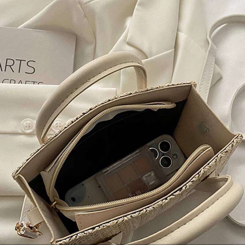 Summer Net Red Grass Crossbody New Fashion Japanese Small Fresh Flower Woven Handbag Shoulder Bag XJ260306