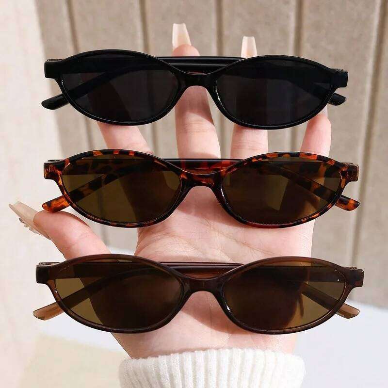3pcs European and American retro oval small frame women's fashionable sunglasses, personalized trendy glasses Z260306
