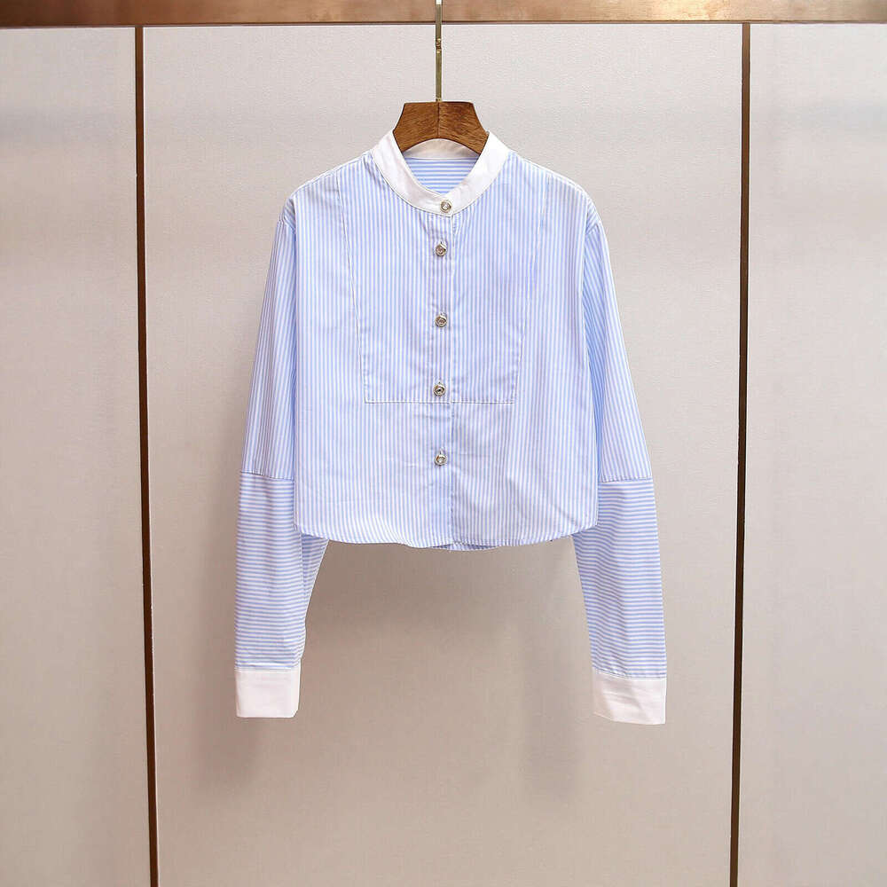 2026 designer high-end women's clothing autumn new item Korean style age reducing color block round neck long sleeved cardigan striped top