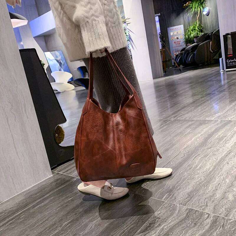 Women Vintage Shoulder Bag Designers PU Leather Handbags Female Luxury Top-handle Hobo Bags Fashion Brand Large Capacity Totes XJ260306