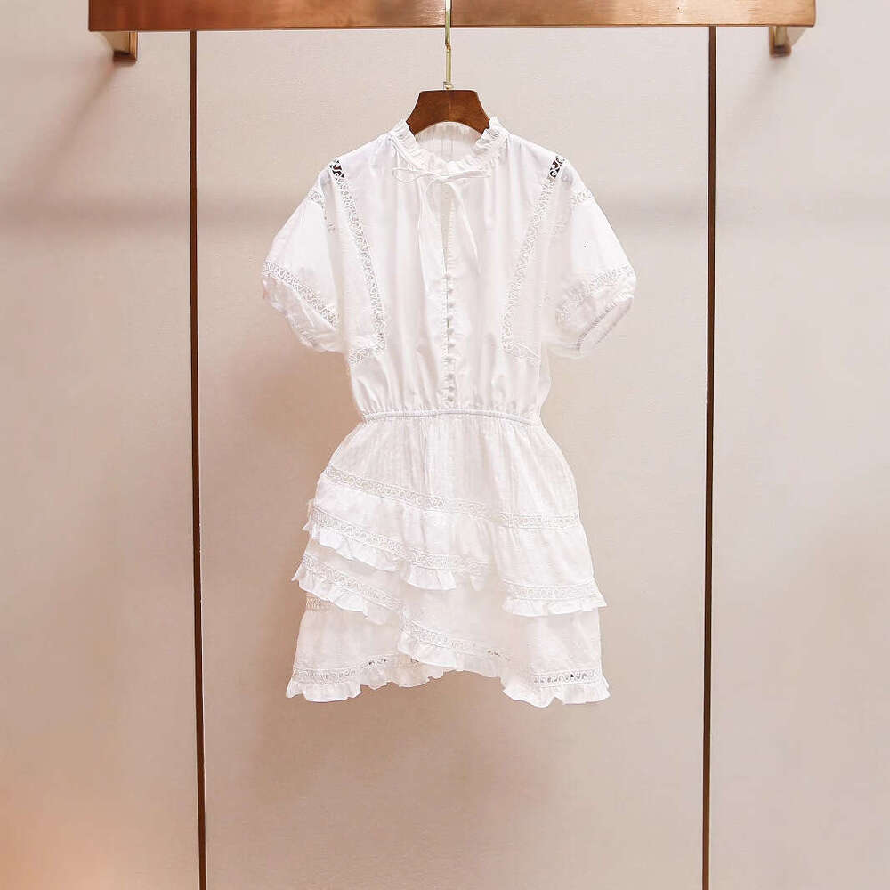 2026 Spring and Summer New French Romantic Vacation Style Tie up Puff Cake Short Sleeve Long Sleeve Dress for Women