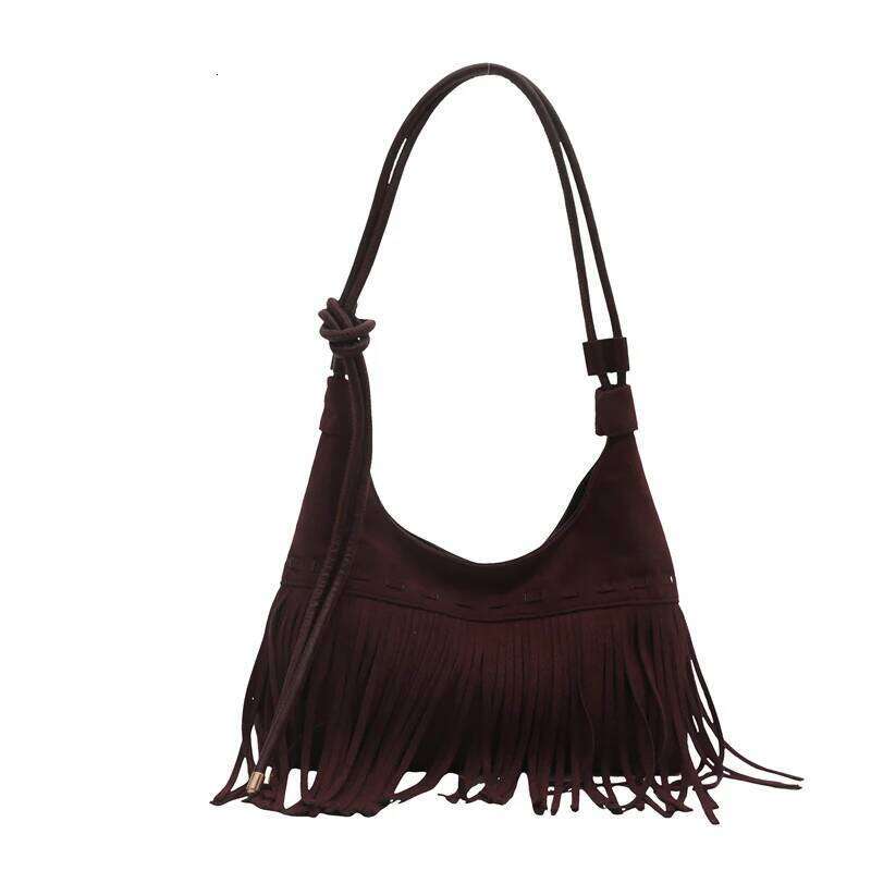 Vintage Fringe Crossbody Fashion Suede Handbag Trendy Tassel Crescent Bag for Women Work Shopping Travel Winter Fall XJ260306