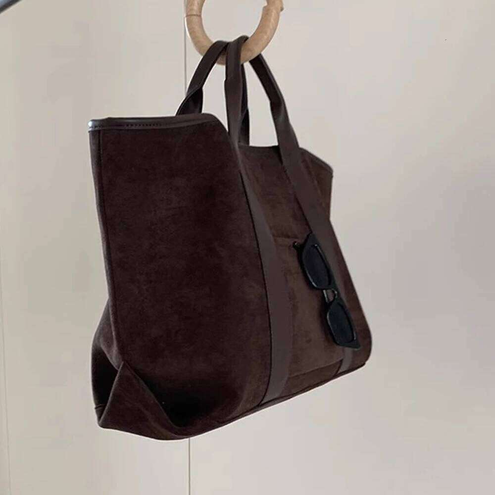 Tote for Women Solid Color Retro Suede Large Capacity Top Handle Bag Trendy Shopper Handbag Travel Purse XJ260306