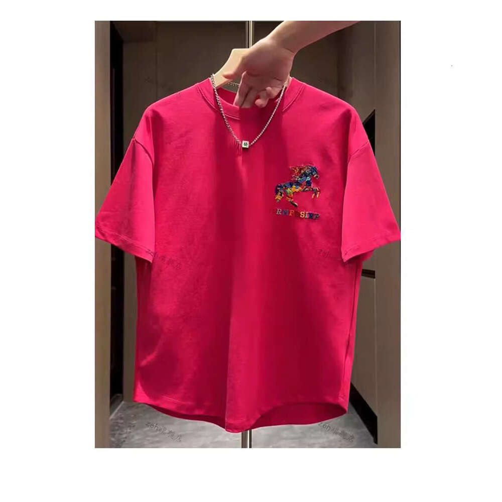 Men's Trendy Colorful Pony Print Casual Short Sleeve Summer New Round Neck Versatile Tee Shirt Cool T-Shirt Luanyun