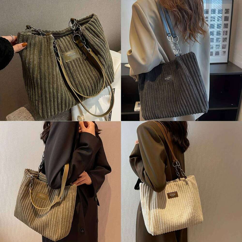 New large-capacity chain underarm tote women, single-shoulder commuter bag, corduroy bag for women XJ260306